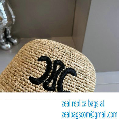 Celine triomphe bucket hat in raffia Natural / Black 2024