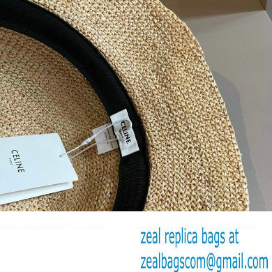 Celine triomphe bucket hat in raffia Natural / Black 2024