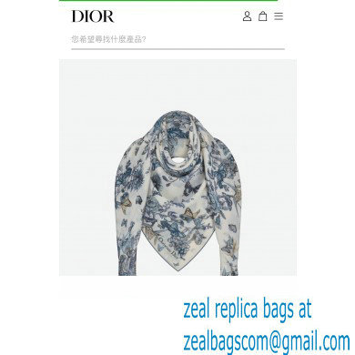 DIOR Toile de Jouy Mexico Motif SHAWL BLUE 2024