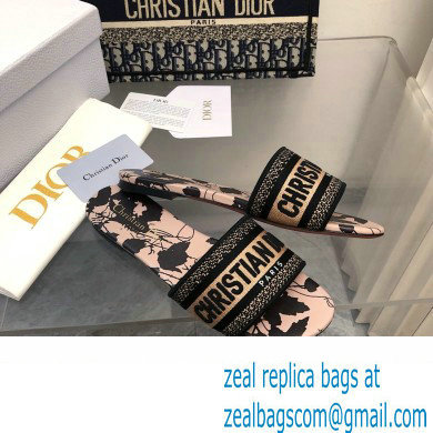 Dior Beige and Black Cotton Embroidered with Fleurs Mystiques MotifDway Slide 2024