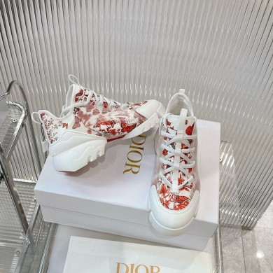 Dior D-Connect Sneaker in Technical Fabric Printed with Red and White Le Coeur des Papillons Motif 2024