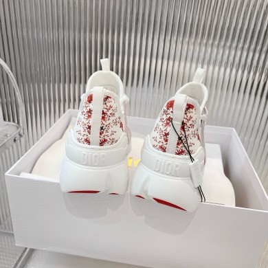 Dior D-Connect Sneaker in Technical Fabric Printed with Red and White Le Coeur des Papillons Motif 2024