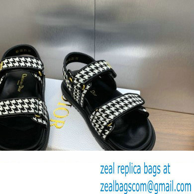 Dior DiorAct Sandals in Black and White Micro-Houndstooth Embroidered Cotton 2024