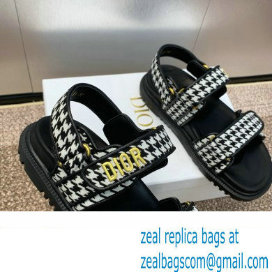 Dior DiorAct Sandals in Black and White Micro-Houndstooth Embroidered Cotton 2024