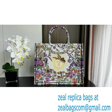 Dior LARGE Book Tote Bag in Ecru Multicolor Dior 4 Saisons Ete Soleil Embroidery 2024