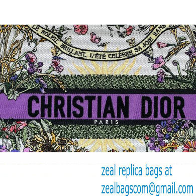 Dior Medium Book Tote Bag in Ecru Multicolor Dior 4 Saisons Ete Soleil Embroidery 2024