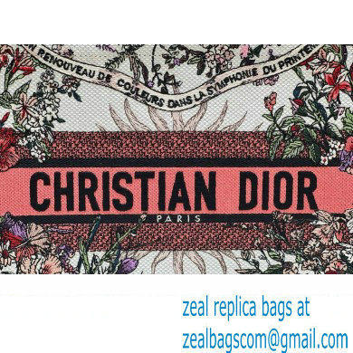 Dior Medium Book Tote Bag in Ecru Multicolor Dior 4 Saisons Printemps Soleil Embroidery 2024