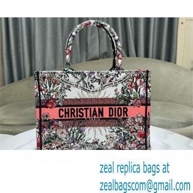 Dior Medium Book Tote Bag in Ecru Multicolor Dior 4 Saisons Printemps Soleil Embroidery 2024