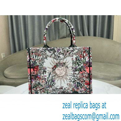 Dior Medium Book Tote Bag in Ecru Multicolor Dior 4 Saisons Printemps Soleil Embroidery 2024