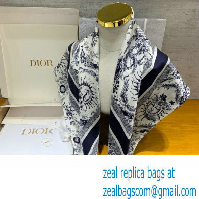 Dior Toile de Jouy Soleil 90 Square Scarf WHITE AND NAVY BLUE 2024