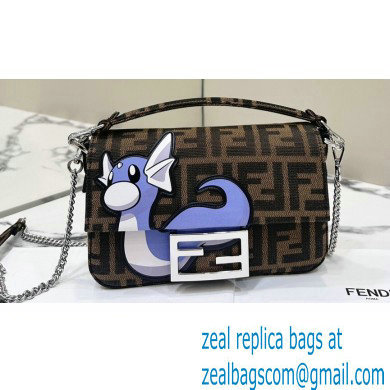 FENDI x FRGMT x POKEMON Mini Baguette bag Brown FF fabric 2024