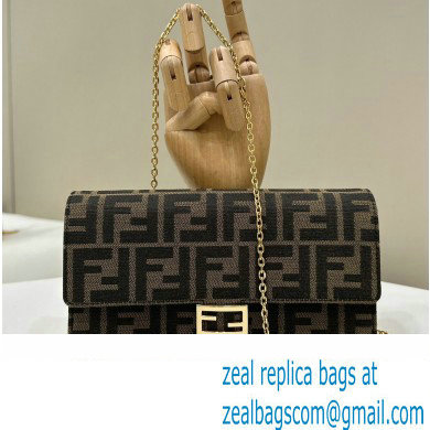 Fendi Continental Wallet With Chain Bag FF fabric Brown 2024