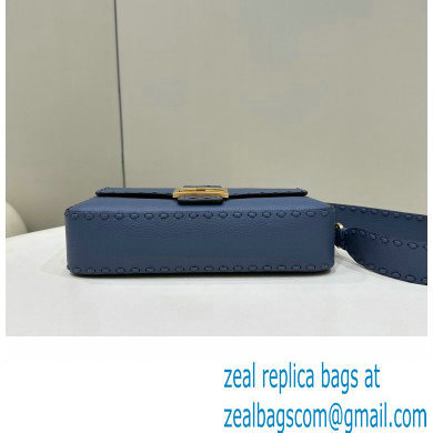 Fendi Medium Baguette Bag Blue Selleria with oversize topstitching 2024