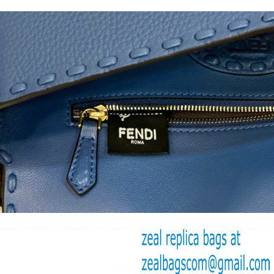 Fendi Medium Baguette Bag Blue Selleria with oversize topstitching 2024