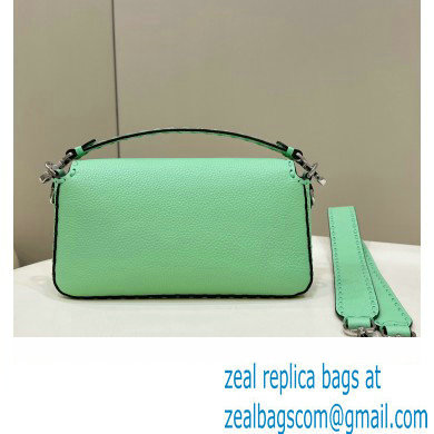 Fendi Medium Baguette Bag Green Selleria with oversize topstitching 2024