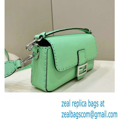 Fendi Medium Baguette Bag Green Selleria with oversize topstitching 2024