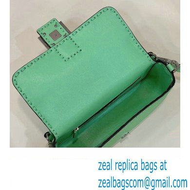 Fendi Medium Baguette Bag Green Selleria with oversize topstitching 2024