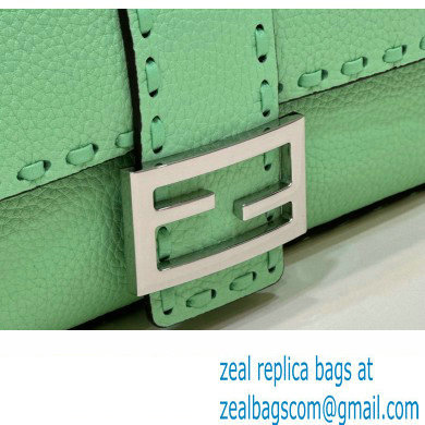 Fendi Medium Baguette Bag Green Selleria with oversize topstitching 2024