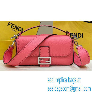 Fendi Medium Baguette Bag Pink Selleria with oversize topstitching 2024