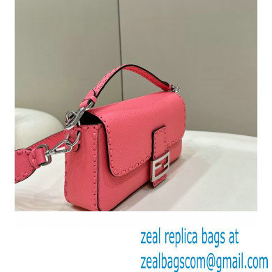 Fendi Medium Baguette Bag Pink Selleria with oversize topstitching 2024