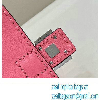 Fendi Medium Baguette Bag Pink Selleria with oversize topstitching 2024