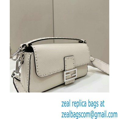 Fendi Medium Baguette Bag White Selleria with 612 hand-sewn topstitches 2024