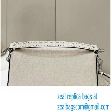 Fendi Medium Baguette Bag White Selleria with 612 hand-sewn topstitches 2024