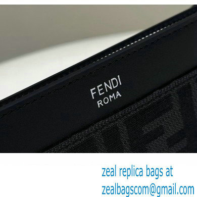 Fendi Medium Flat Pouch Bag FF fabric Black 2024