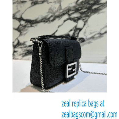 Fendi Mini Baguette Bag Black Selleria with 309 hand-sewn topstitches 2024