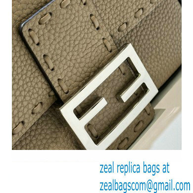 Fendi Mini Baguette Bag Dove Gray Selleria with 309 hand-sewn topstitches 2024