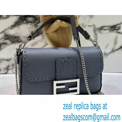 Fendi Mini Baguette Bag Gray Selleria with 309 hand-sewn topstitches 2024