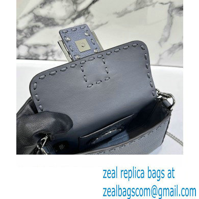 Fendi Mini Baguette Bag Gray Selleria with 309 hand-sewn topstitches 2024