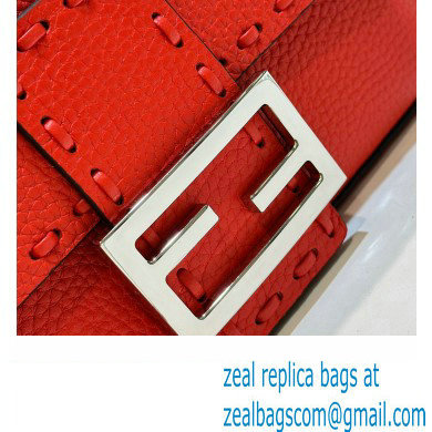 Fendi Mini Baguette Bag Red Selleria with 309 hand-sewn topstitches 2024