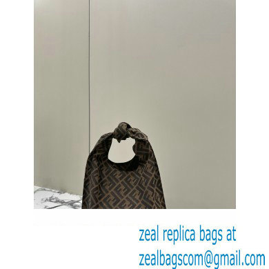 Fendi Mini Shopper Brown FF jacquard bag with knotted handle 2024