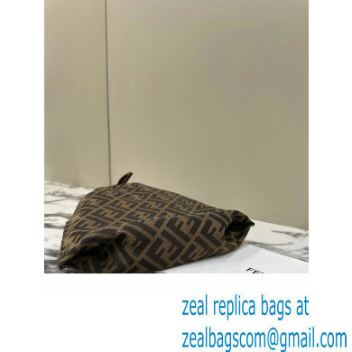 Fendi Mini Shopper Brown FF jacquard bag with knotted handle 2024