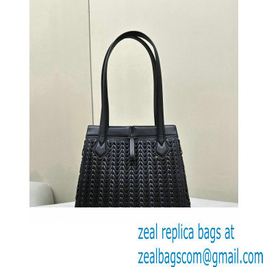 Fendi Origami Medium bag Black interlaced leather bag that can be transformed 2024