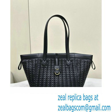 Fendi Origami Medium bag Black interlaced leather bag that can be transformed 2024