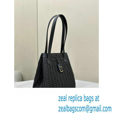 Fendi Origami Medium bag Black interlaced leather bag that can be transformed 2024