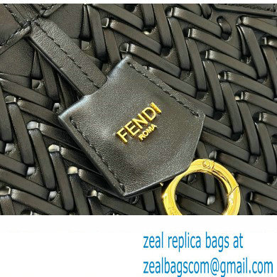 Fendi Origami Medium bag Black interlaced leather bag that can be transformed 2024