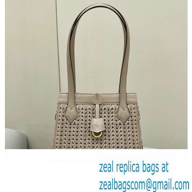 Fendi Origami Medium bag Dove gray interlaced leather bag that can be transformed 2024