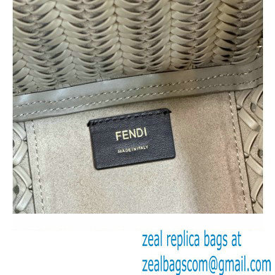 Fendi Origami Medium bag Dove gray interlaced leather bag that can be transformed 2024