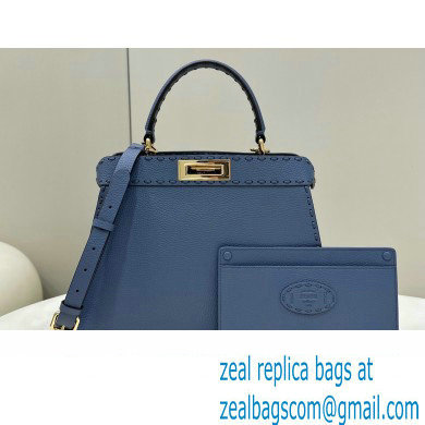 Fendi Peekaboo ISeeU Medium Bag Blue Selleria with oversized topstitching 2024