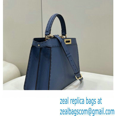 Fendi Peekaboo ISeeU Medium Bag Blue Selleria with oversized topstitching 2024