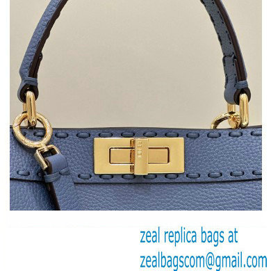 Fendi Peekaboo ISeeU Medium Bag Blue Selleria with oversized topstitching 2024