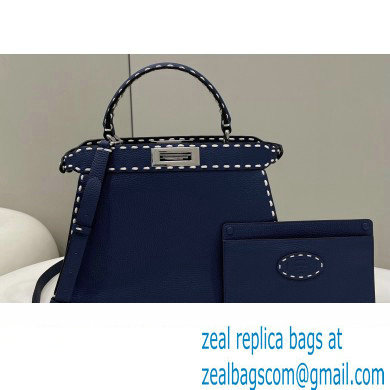 Fendi Peekaboo ISeeU Medium Bag Blue Selleria with topstitches 2024