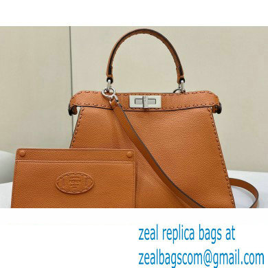 Fendi Peekaboo ISeeU Medium Bag Brown Selleria with oversized topstitching 2024