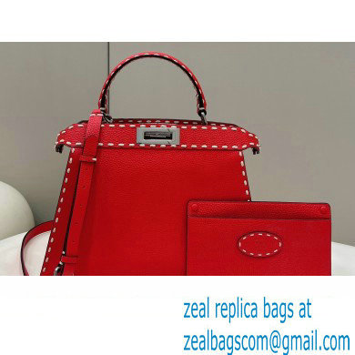 Fendi Peekaboo ISeeU Medium Bag Red Selleria with topstitches 2024