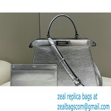 Fendi Peekaboo ISeeU Medium Bag in nappa Leather Silver 2024