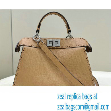 Fendi Peekaboo ISeeU Small Bag Beige Selleria with 556 hand-sewn stitches 2024