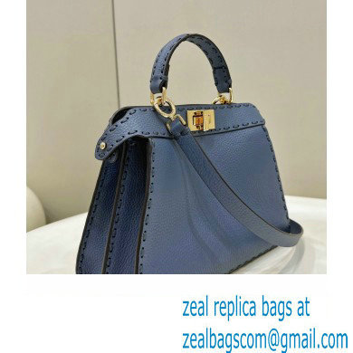 Fendi Peekaboo ISeeU Small Bag Blue Selleria with 556 hand-sewn stitches 2024